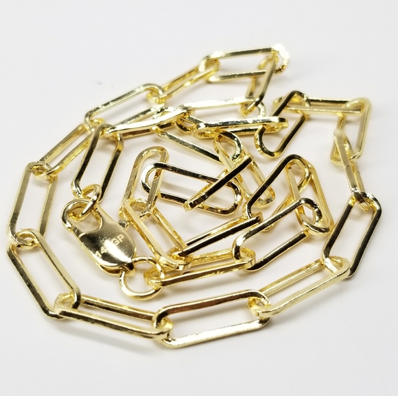 NWT 14K Gold Paper Clip Links Chain Necklace NWT - Picture 2 of 8